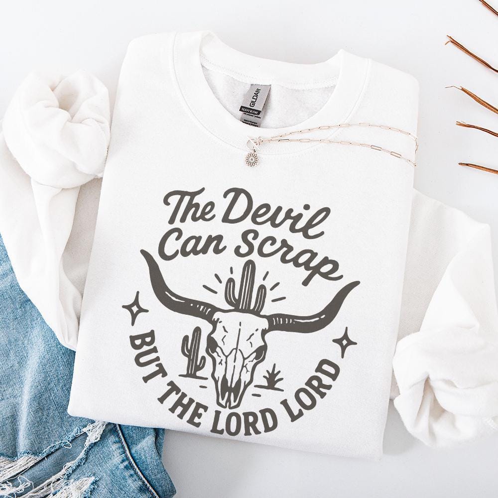 The Devil Can Scrap But The Lord Lord PNG, Western PNG Christian Longhorn