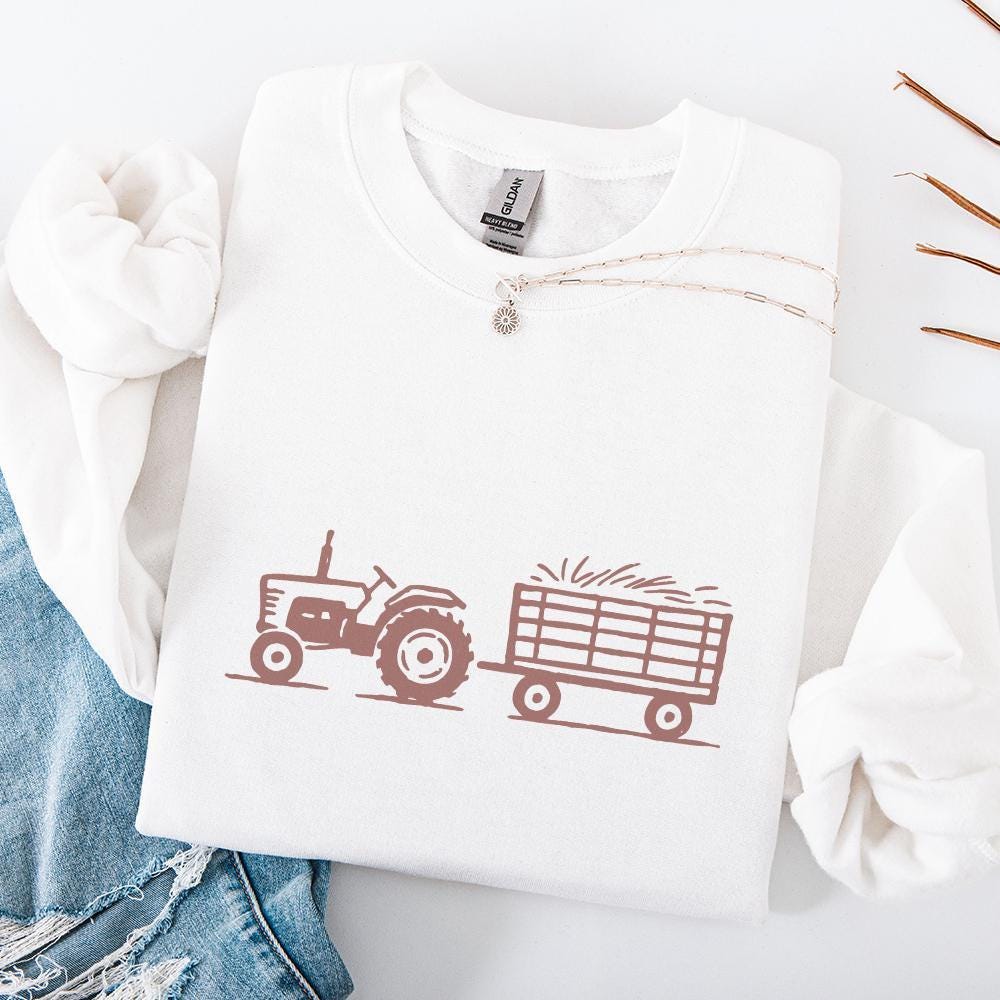 Tractor And Hay Wagon PNG, Farm Life Sublimation - 300 DPI Design for