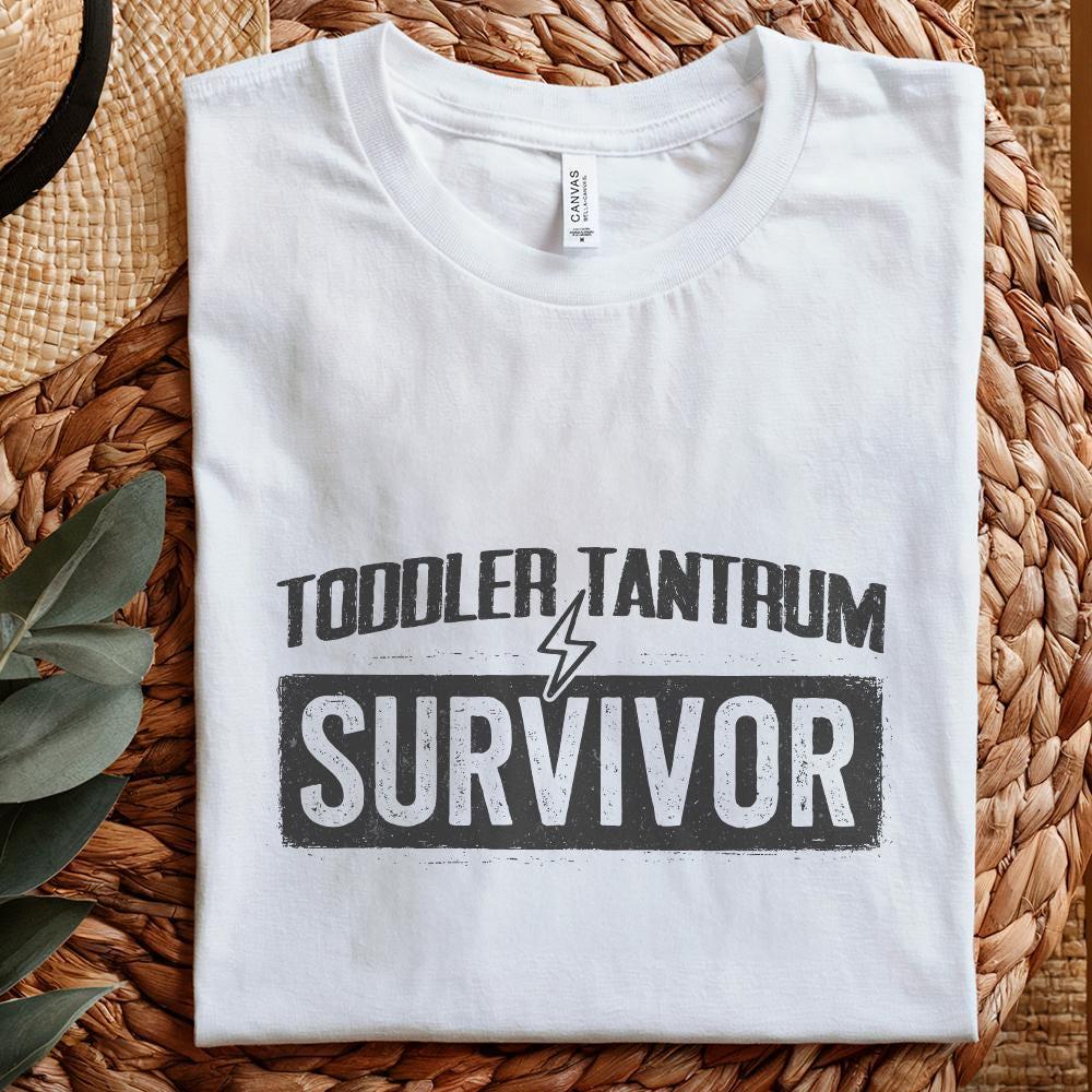 Toddler Tantrum Survivor PNG, Funny Mom PNG DTG Shirt Design - 300 DPI
