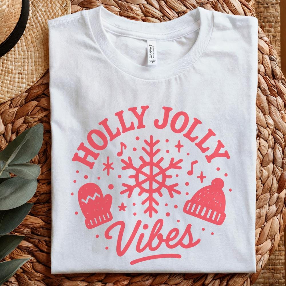 Holly Jolly Vibes PNG, Christmas Shirt PNG - 300 DPI Design for T-Shirt