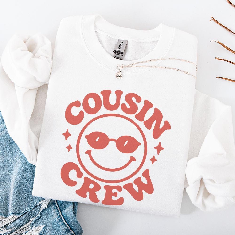 Cousin Crew PNG, Retro Smiley Face Digital Download - 300 DPI Design for