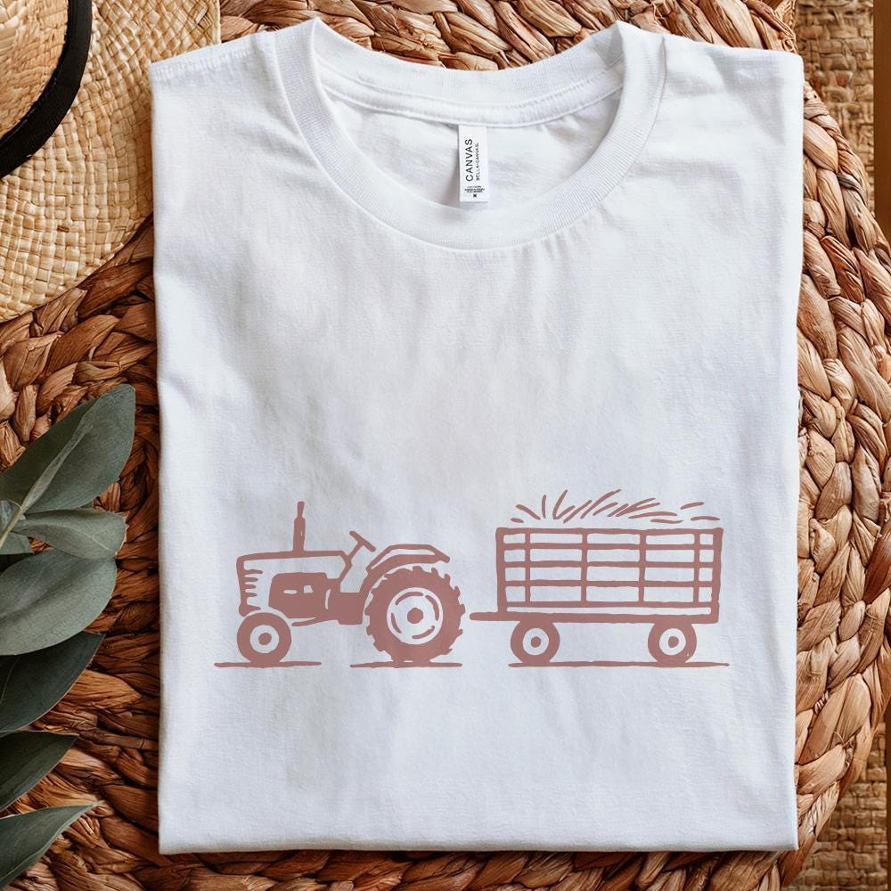 Tractor And Hay Wagon PNG, Farm Life Sublimation - 300 DPI Design for
