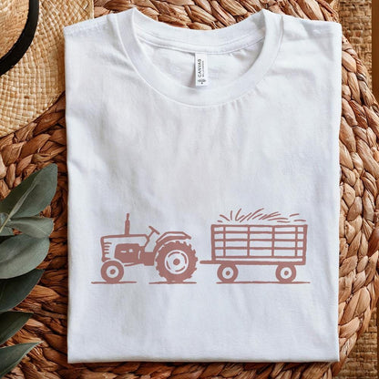Tractor And Hay Wagon PNG, Farm Life Sublimation - 300 DPI Design for