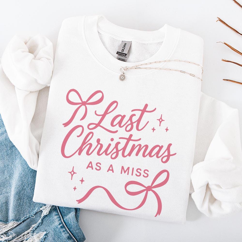 Last Christmas As A Miss PNG - Engaged Christmas Shirt, Bridal Holiday