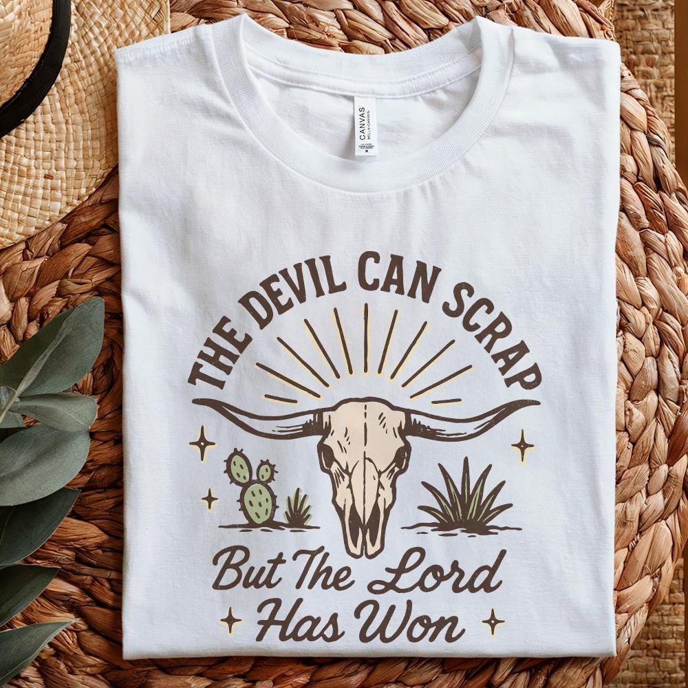 The Devil Can Scrap But The Lord Has Won Western Skull PNG, Christian