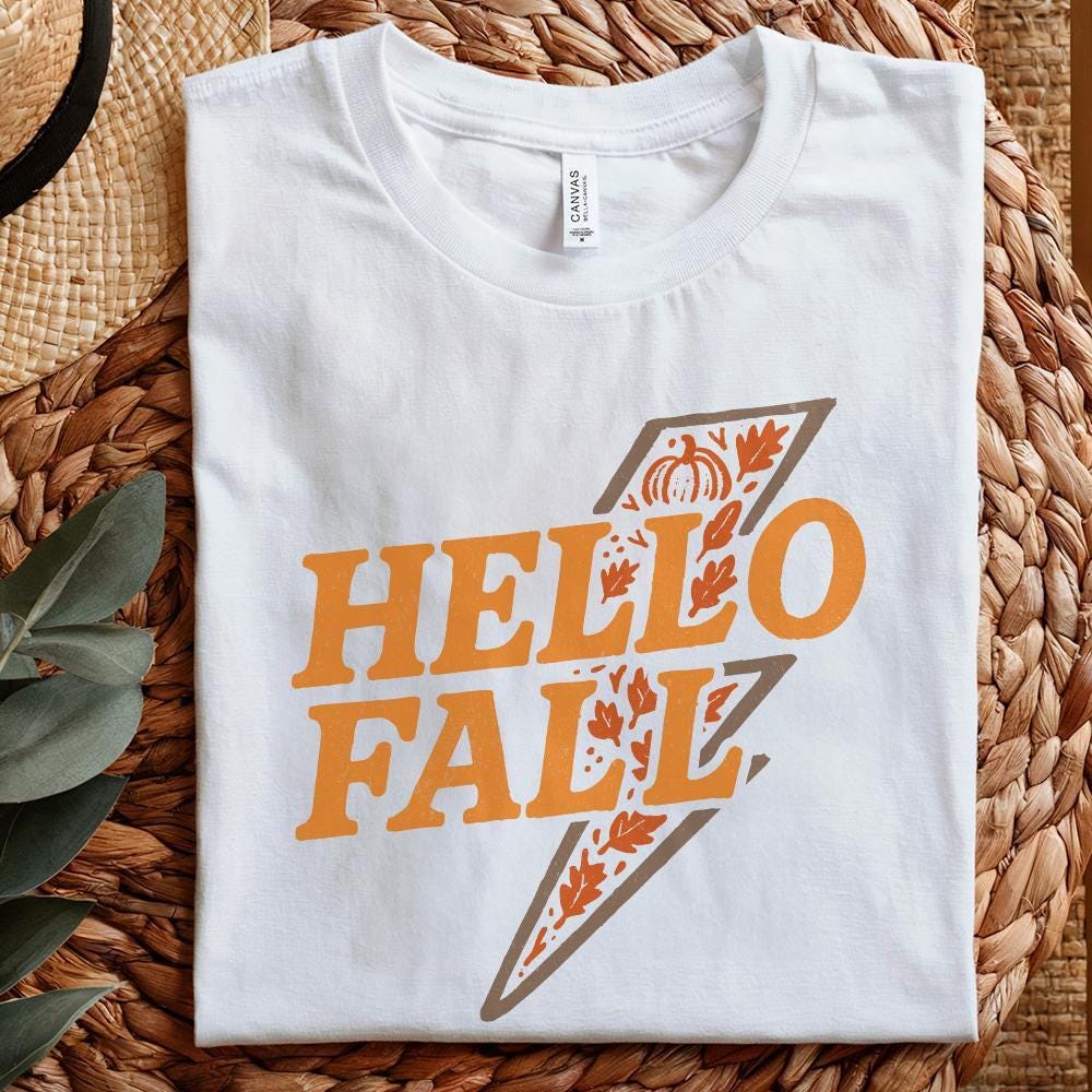Hello Fall PNG, Fall Shirt PNG - 300 DPI Design for T-Shirt