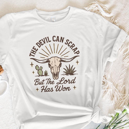 The Devil Can Scrap But The Lord Has Won Western Skull PNG, Christian