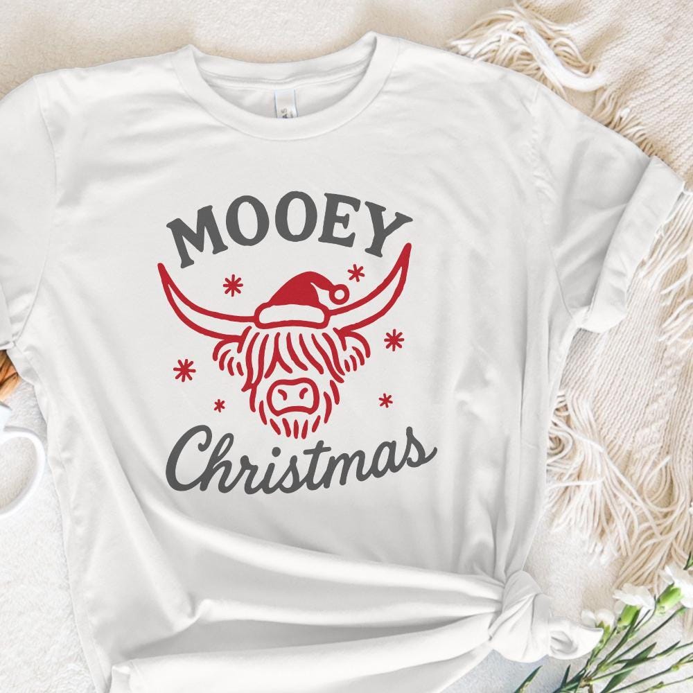 Mooey Christmas PNG, Highland Cow Christmas PNG - 300 DPI Design for