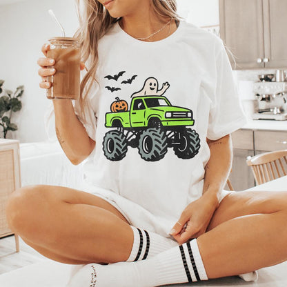 Monster Truck Halloween PNG, Ghost and Pumpkin Truck PNG - 300 DPI Design