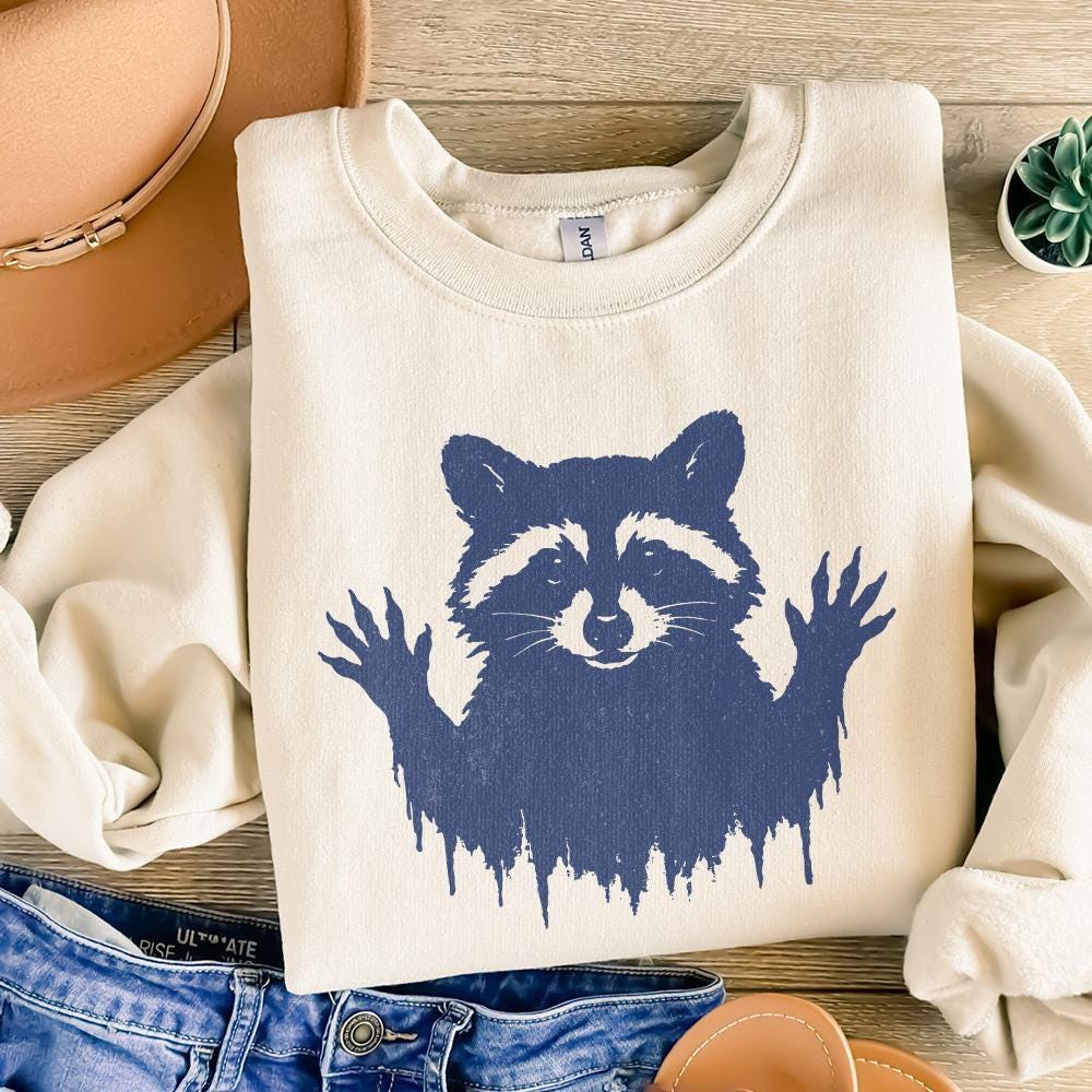 Distressed Raccoon PNG, Woodland Animal PNG - 300 DPI Design for T-Shirt