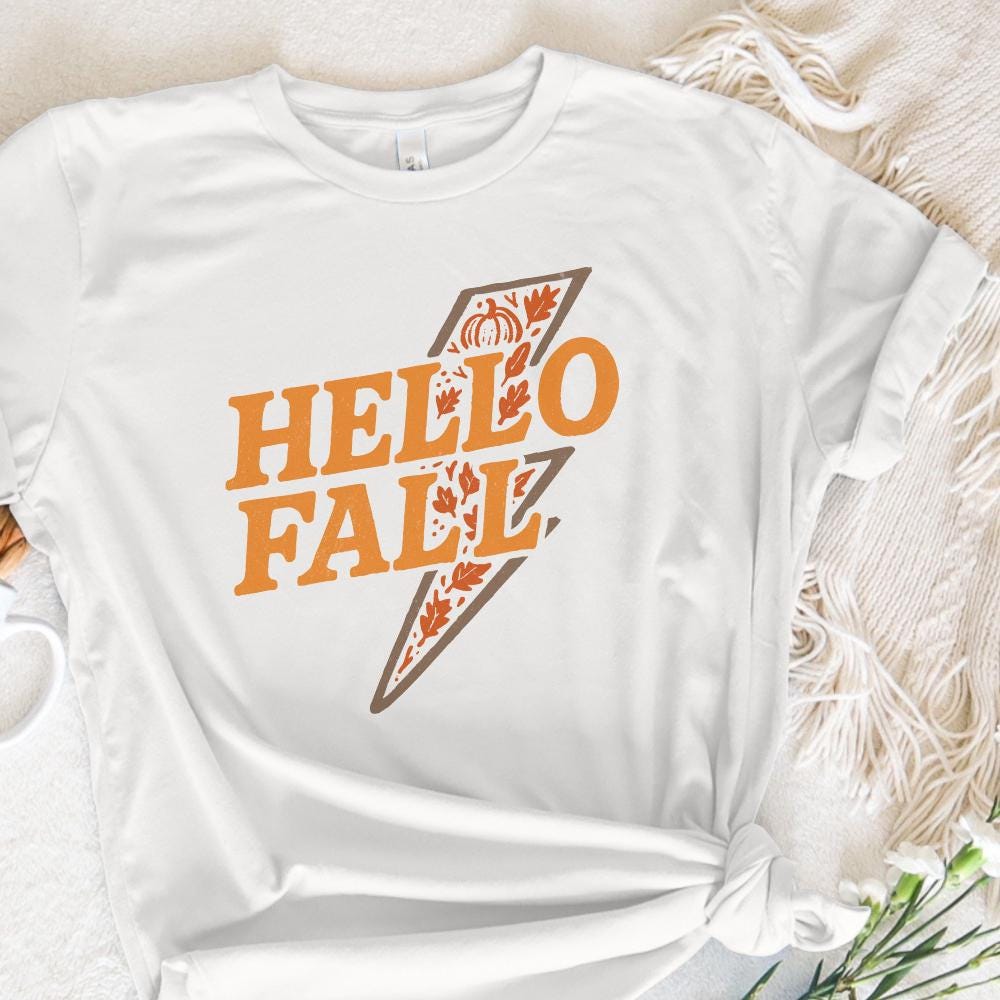 Hello Fall PNG, Fall Shirt PNG - 300 DPI Design for T-Shirt