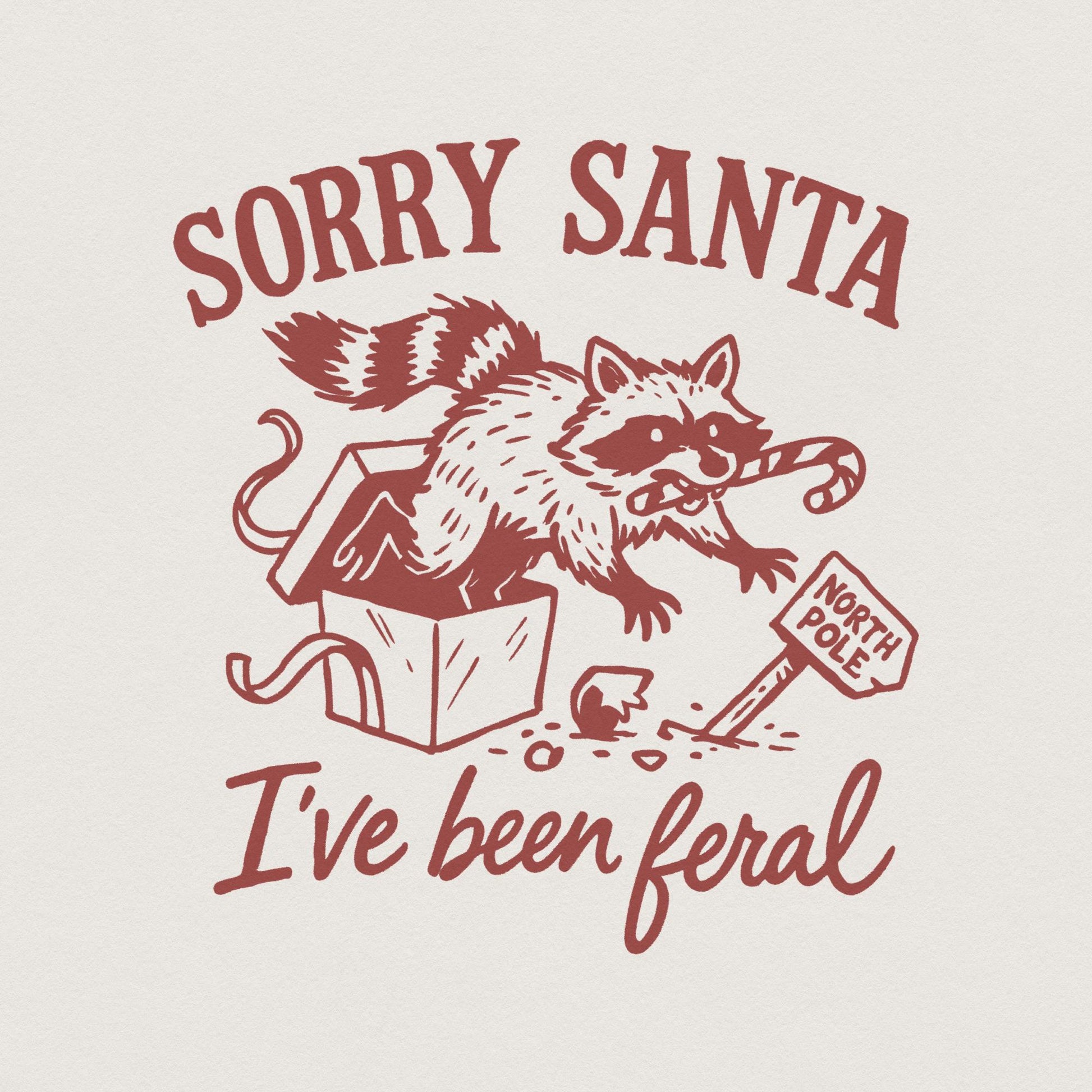 Sorry Santa I've Been Feral PNG, Christmas Raccoon Design - 300 DPI