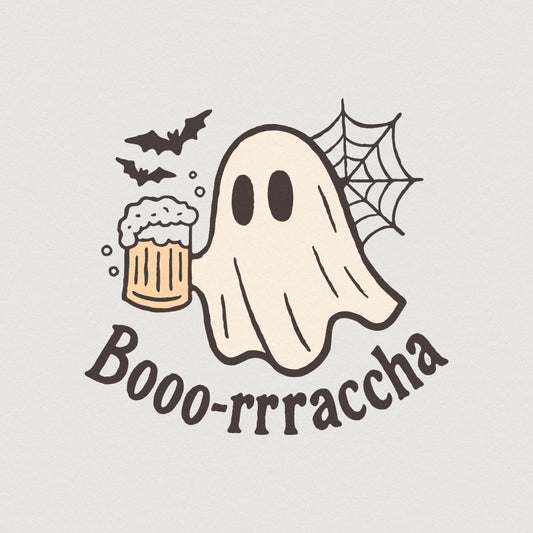 Booo-Rrraccha Ghost Beer Halloween PNG, Spooky Party Digital Artwork -