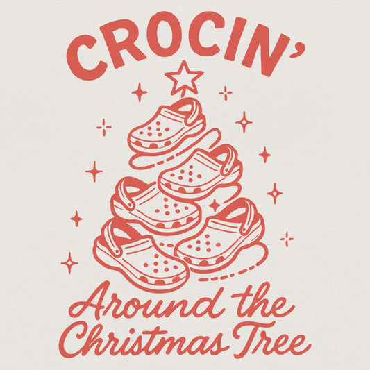 Crocin' Around The Christmas Tree PNG, Funny Christmas Tree Crocs PNG -