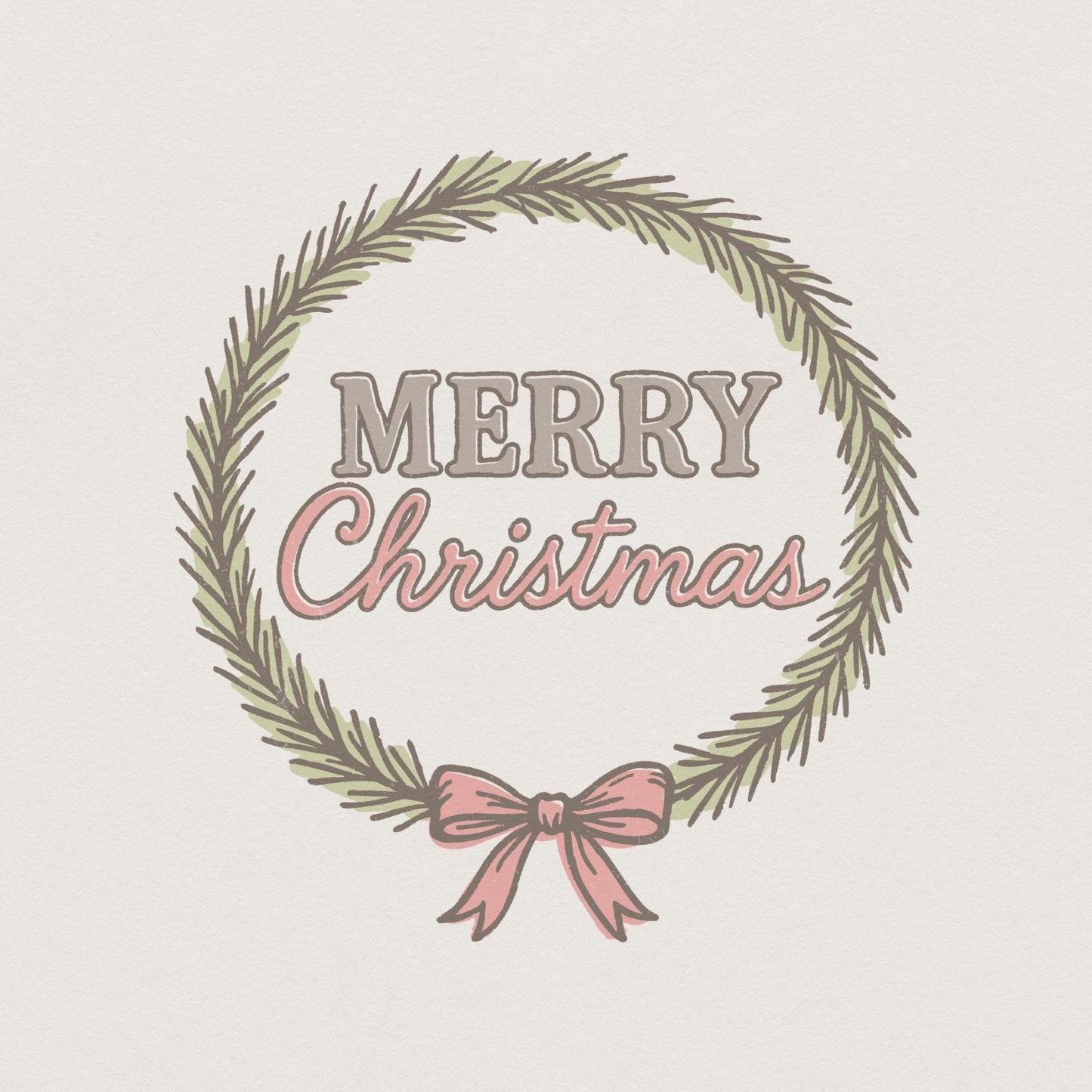 Merry Christmas Wreath PNG, Holiday Digital Download - 300 DPI Design for