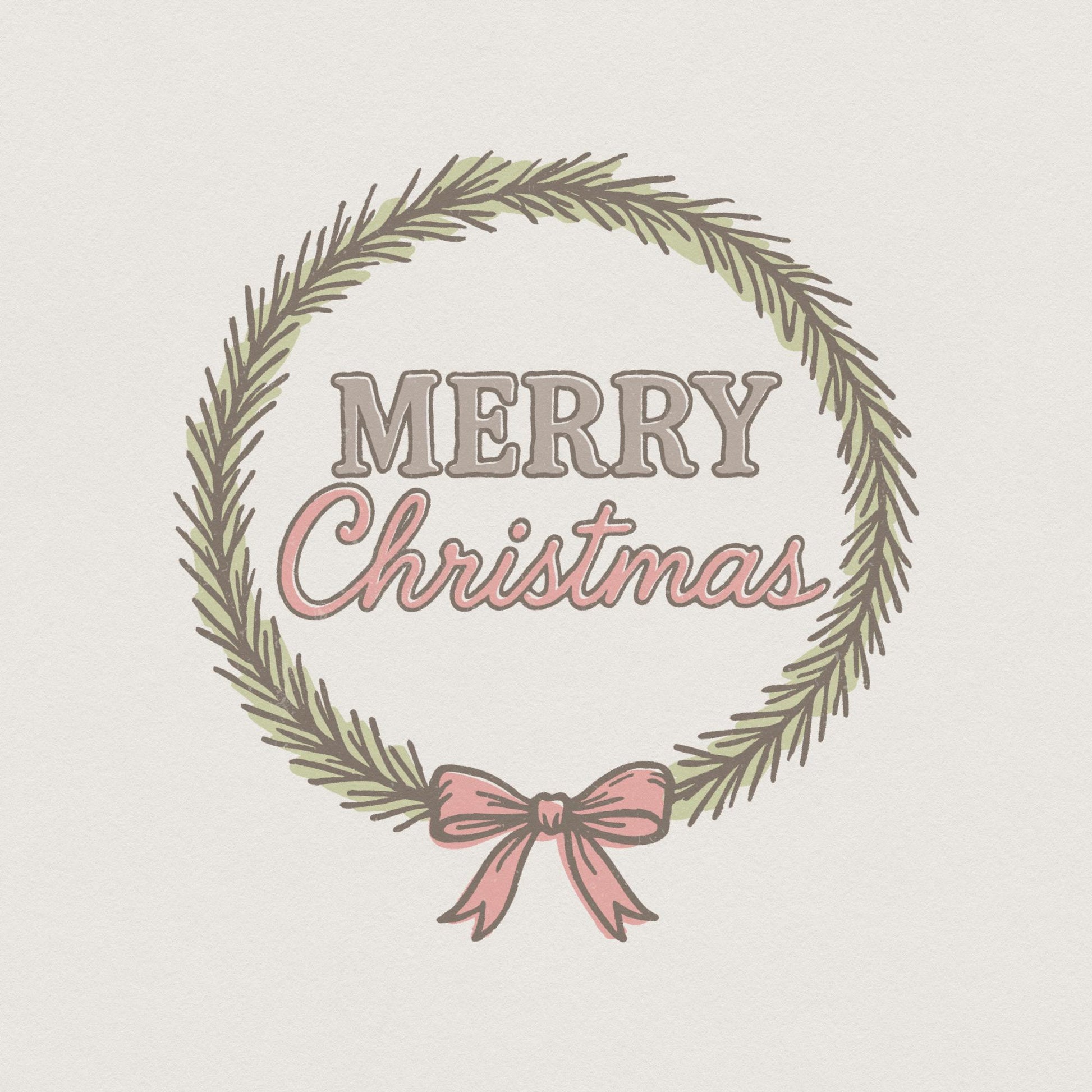 Merry Christmas Wreath PNG, Holiday Digital Download - 300 DPI Design for
