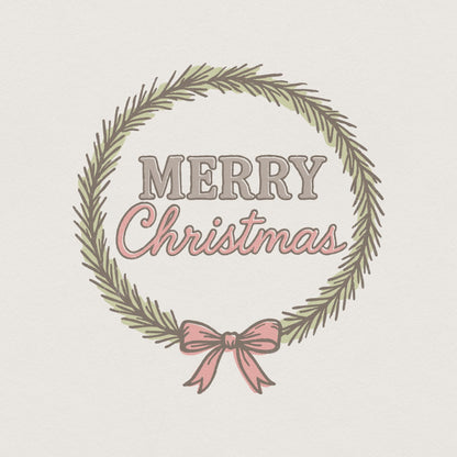 Merry Christmas Wreath PNG, Holiday Digital Download - 300 DPI Design for