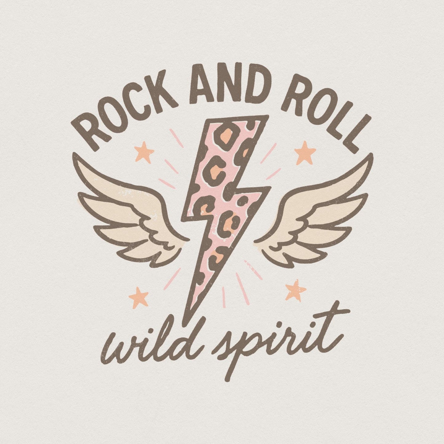 Rock And Roll Wild Spirit PNG, Retro Lightning Bolt Leopard Print PNG -
