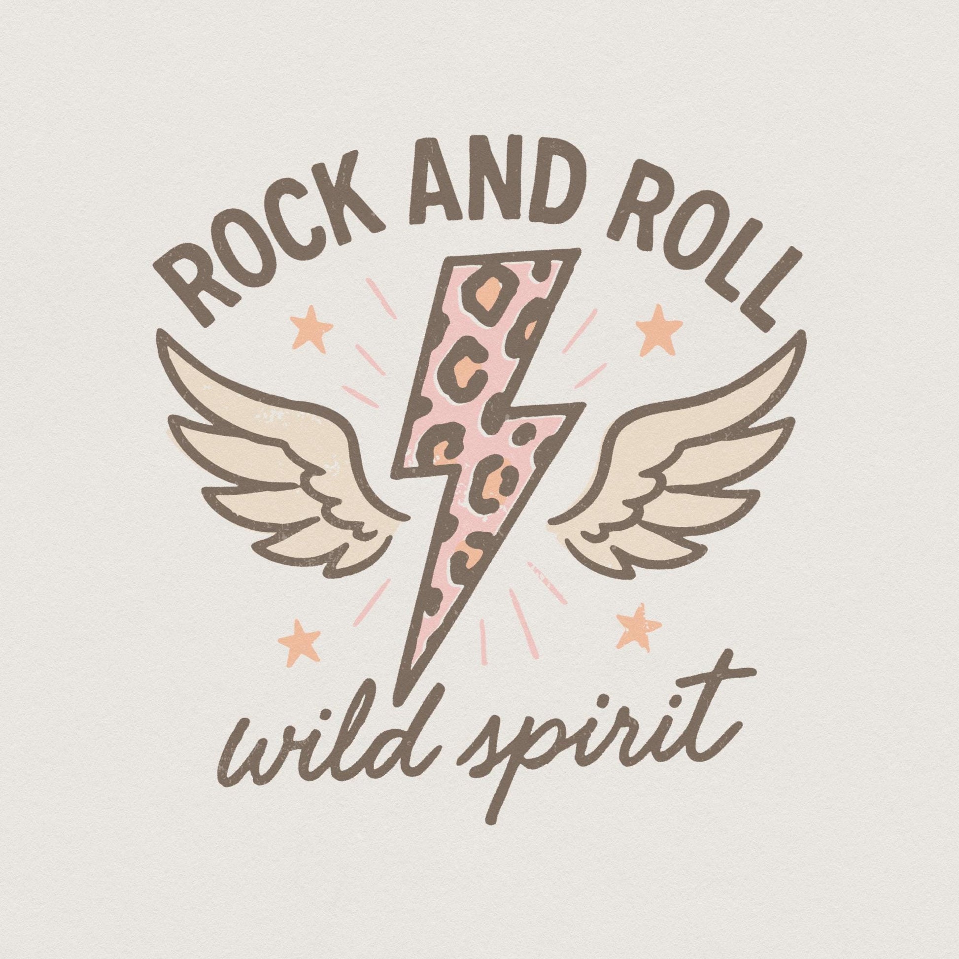 Rock And Roll Wild Spirit PNG, Retro Lightning Bolt Leopard Print PNG -