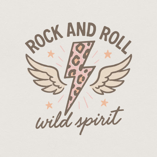 Rock And Roll Wild Spirit PNG, Retro Lightning Bolt Leopard Print PNG -