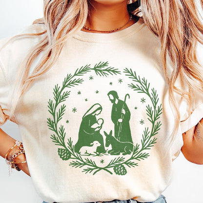 Christian Christmas Nativity Scene PNG, Holy Family - 300 DPI Design for