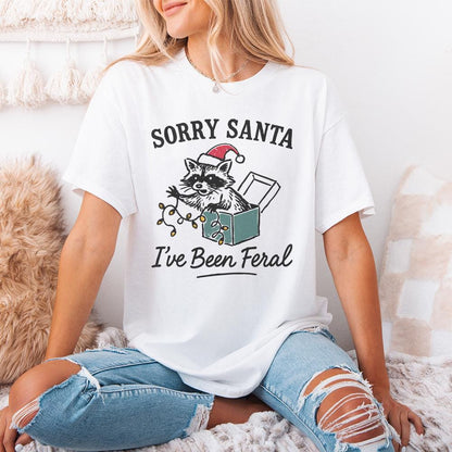 Sorry Santa I've Been Feral PNG Christmas Raccoon Shirt Digital Download,