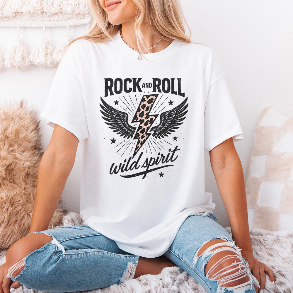 Rock And Roll Wild Spirit PNG, Leopard Lightning Bolt With Wings Design -