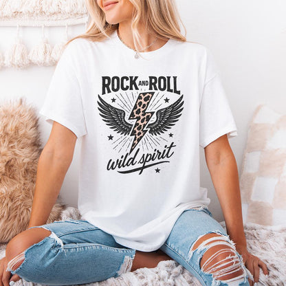 Rock And Roll Wild Spirit PNG, Leopard Lightning Bolt With Wings Design -