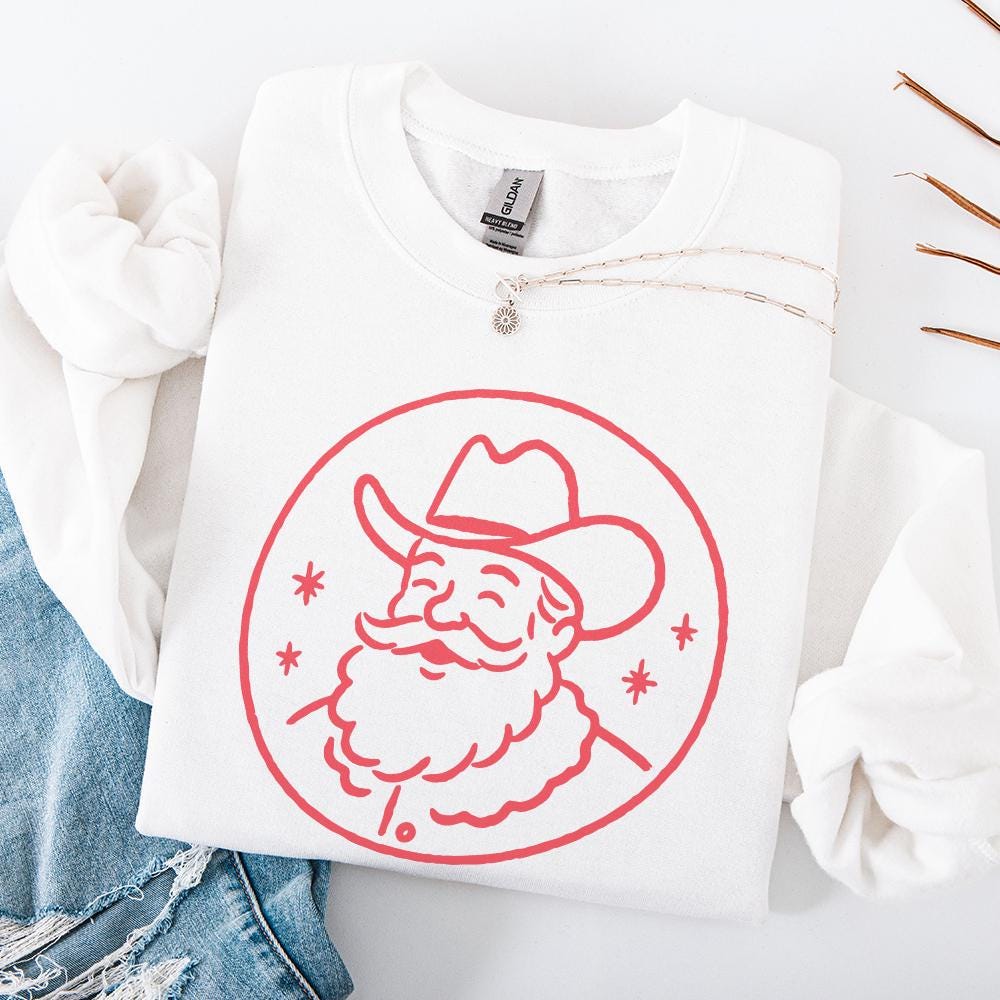 Jolly Cowboy Santa PNG, Western Christmas Clipart Download - 300 DPI