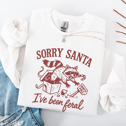 Sorry Santa I've Been Feral PNG, Christmas Raccoon Design - 300 DPI