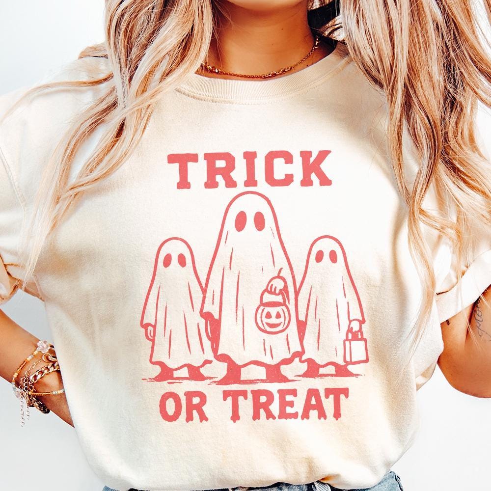 Trick Or Treat Retro Ghost PNG, Halloween PNG - 300 DPI Design for T-Shirt