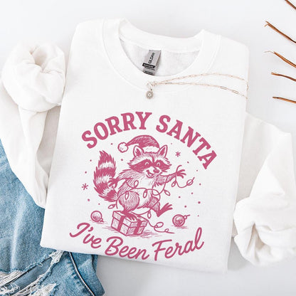 Sorry Santa I’ve Been Feral PNG Christmas Raccoon Funny Holiday Shirt,