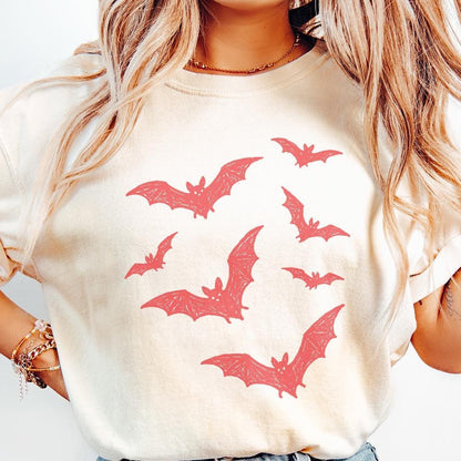 Hand Drawn Red Bats PNG, Halloween Bats Clipart PNG - 300 DPI Design for