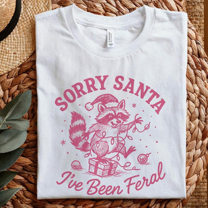 Sorry Santa I’ve Been Feral PNG Christmas Raccoon Funny Holiday Shirt,
