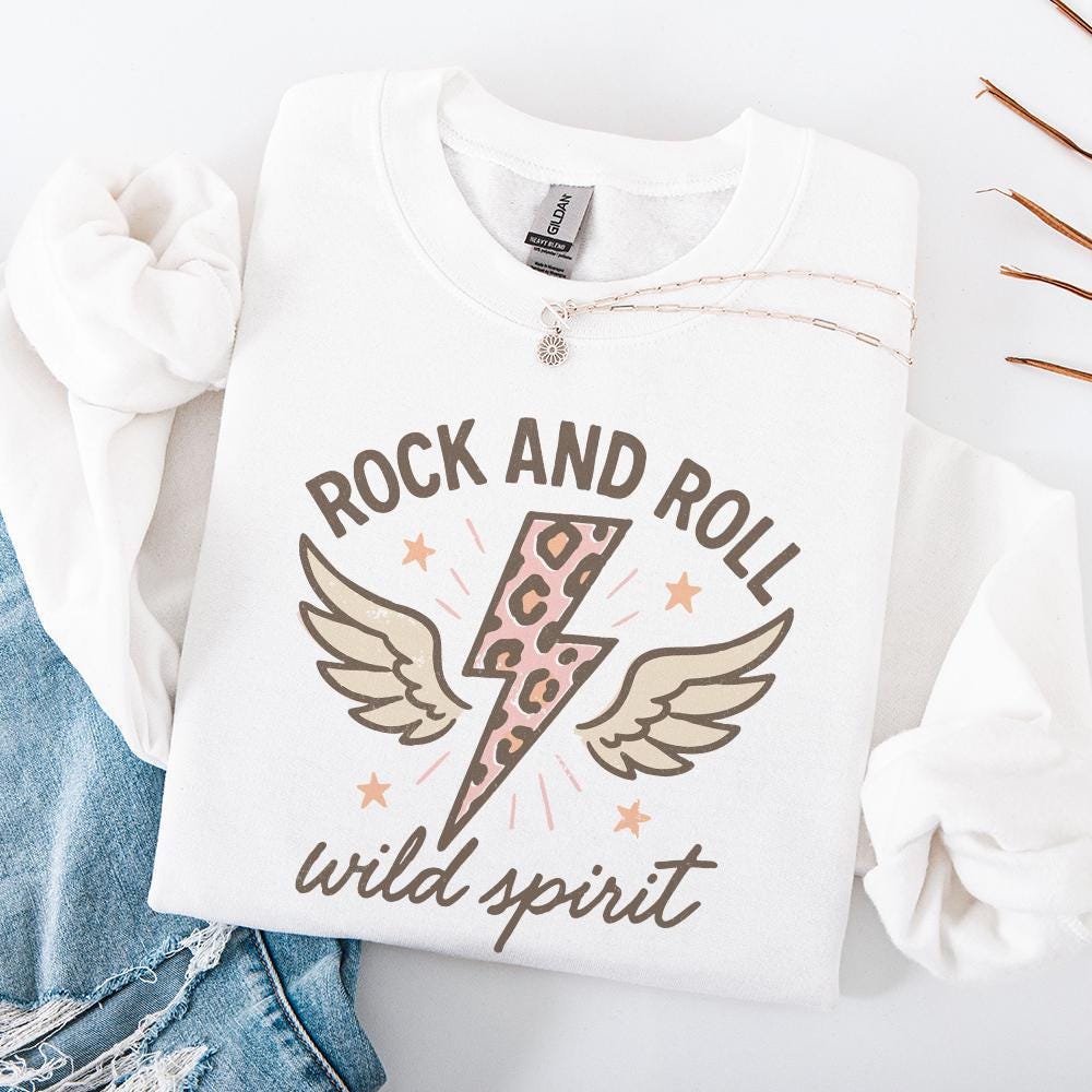 Rock And Roll Wild Spirit PNG, Retro Lightning Bolt Leopard Print PNG -