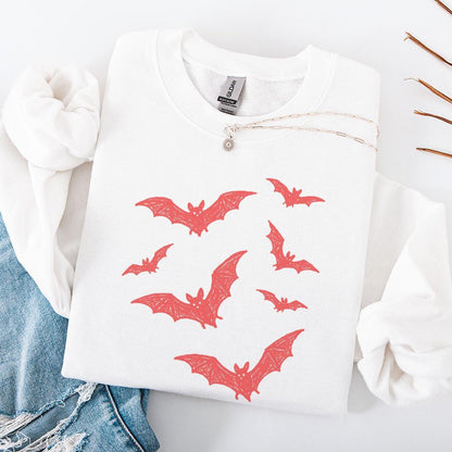 Hand Drawn Red Bats PNG, Halloween Bats Clipart PNG - 300 DPI Design for