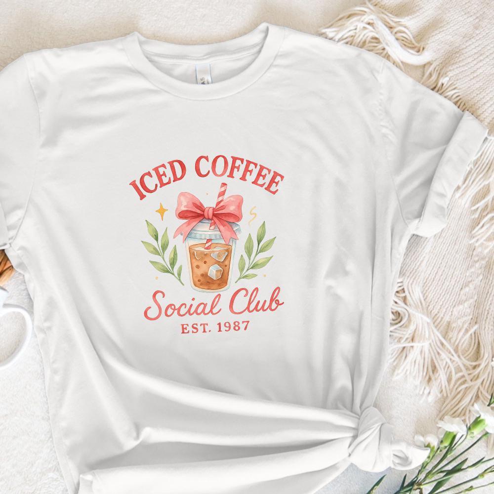 Iced Coffee Social Club PNG, Cute Coffee Drink Digital Art - 300 DPI