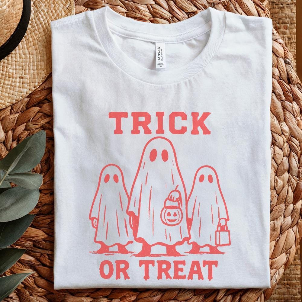 Trick Or Treat Retro Ghost PNG, Halloween PNG - 300 DPI Design for T-Shirt