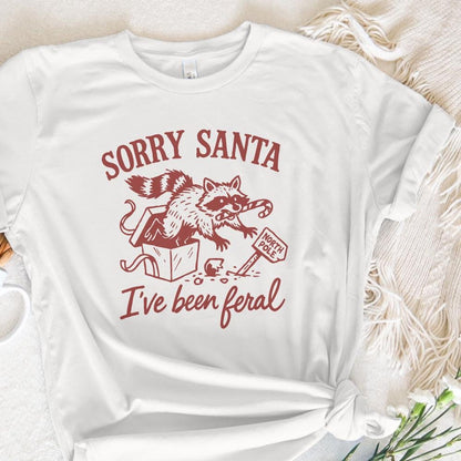 Sorry Santa I've Been Feral PNG, Christmas Raccoon Design - 300 DPI