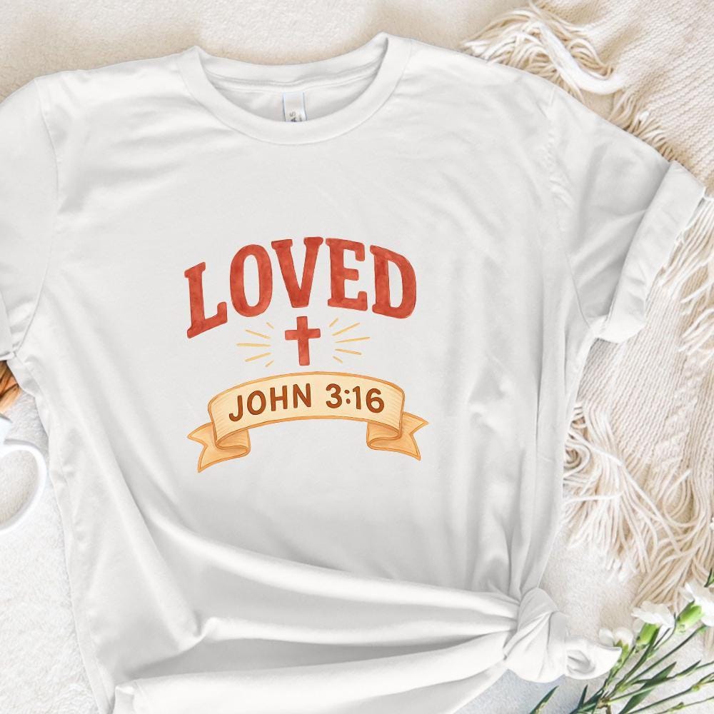 Loved John 3:16 PNG, Christian PNG - 300 DPI Design for T-Shirt