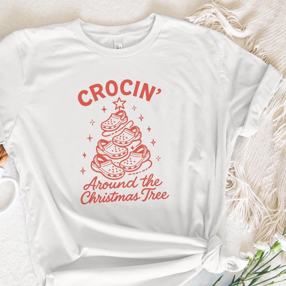 Crocin' Around The Christmas Tree PNG, Funny Christmas Tree Crocs PNG -