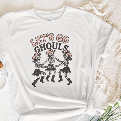 Let's Go Ghouls PNG, Dancing Skeleton Cowgirl Shirt PNG - 300 DPI Design