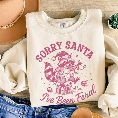 Sorry Santa I’ve Been Feral PNG Christmas Raccoon Funny Holiday Shirt,