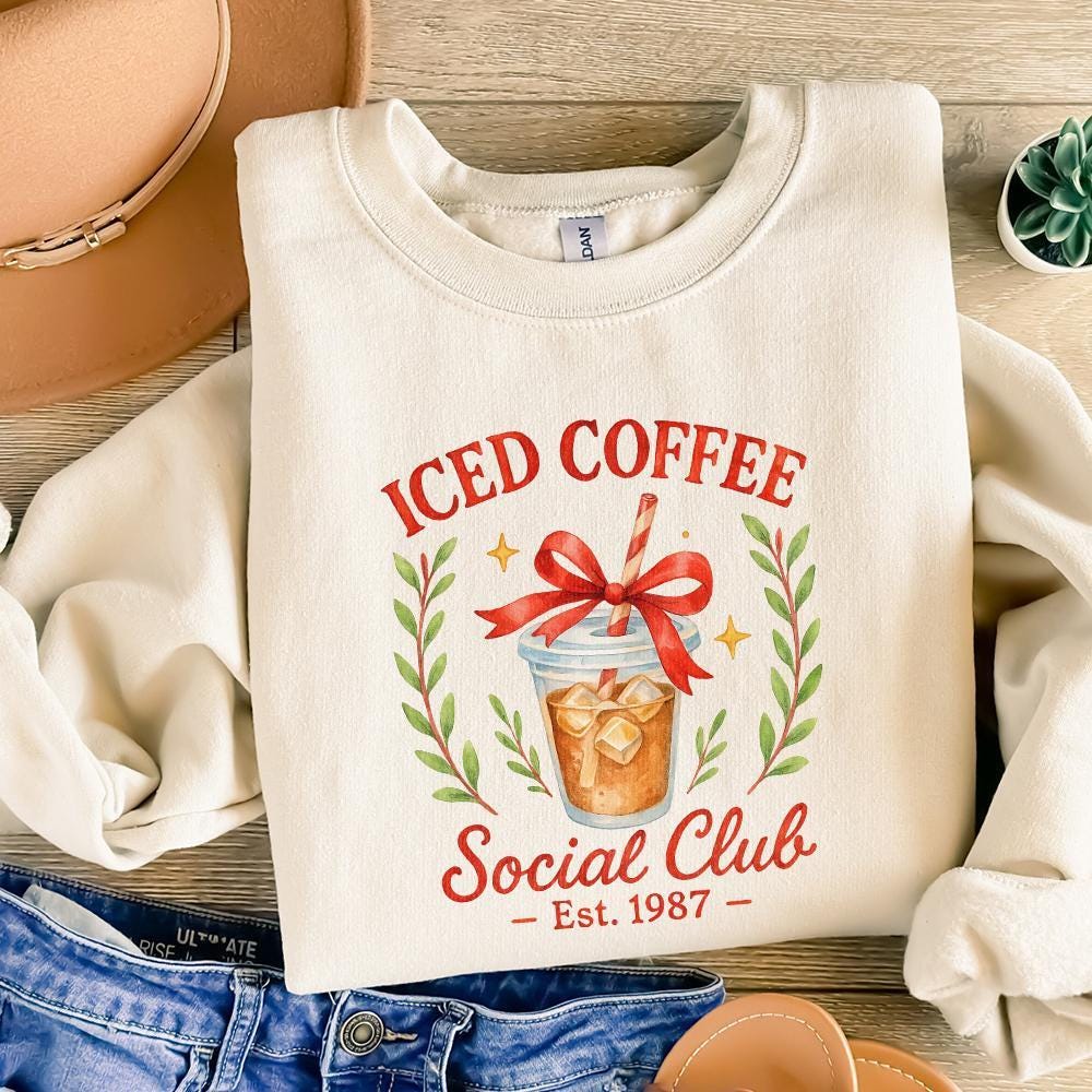 Iced Coffee Social Club Est. 1987 PNG, Coffee Club Lover Sublimation PNG