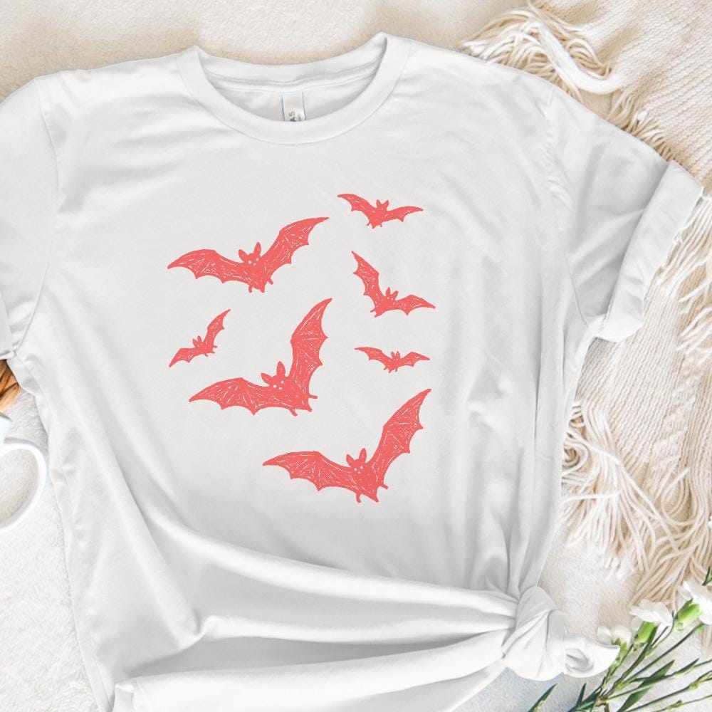 Hand Drawn Red Bats PNG, Halloween Bats Clipart PNG - 300 DPI Design for