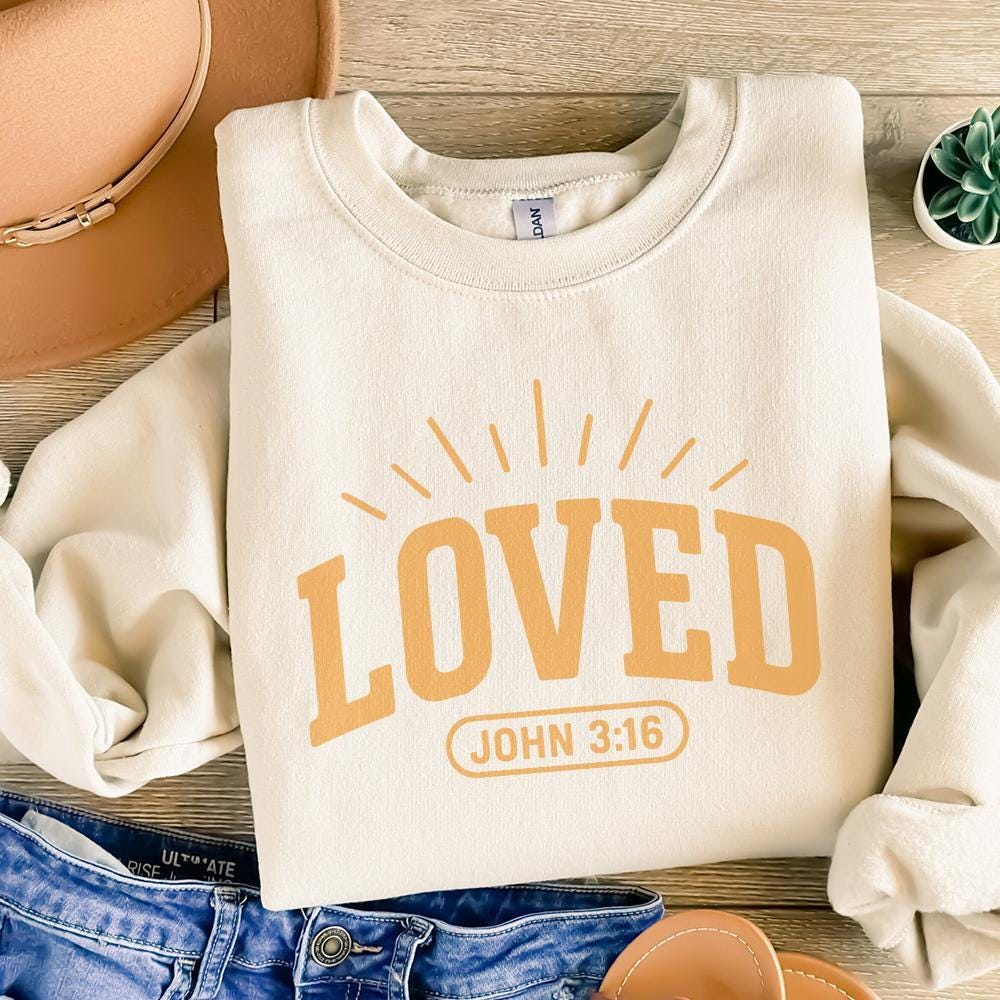 Loved John 3:16 PNG Shirt Design, Bible Verse Digital Download - 300 DPI