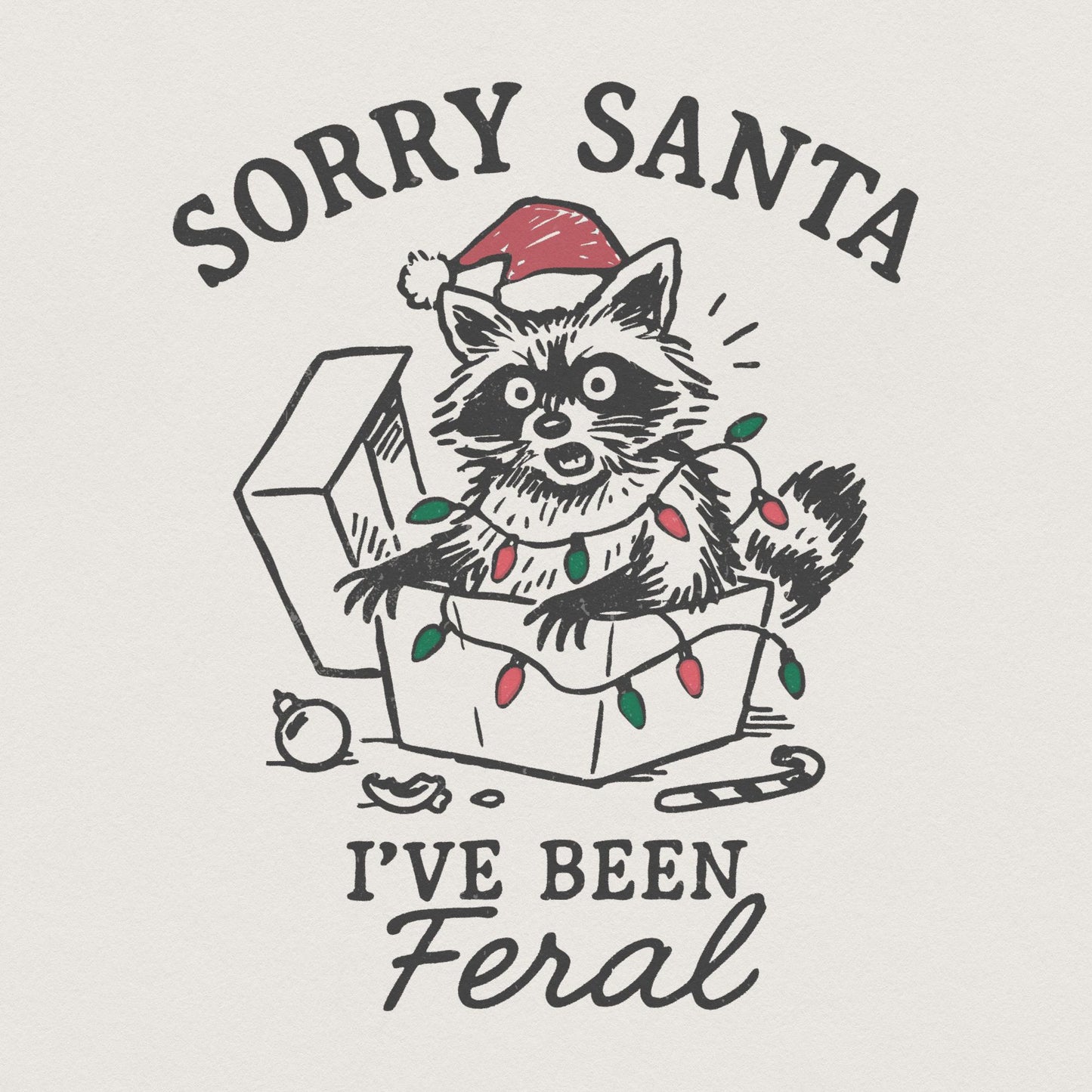 Sorry Santa I've Been Feral PNG, Funny Raccoon Christmas PNG - 300 DPI