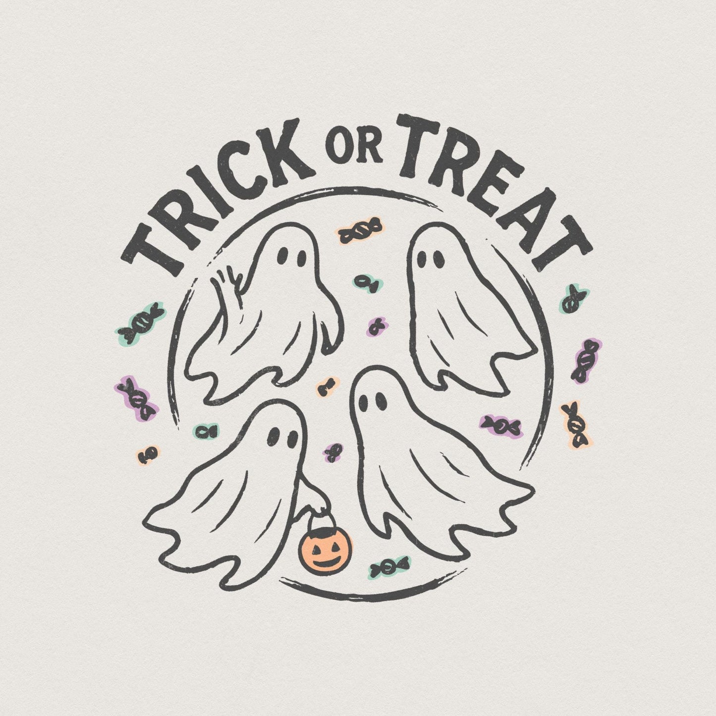 Trick or Treat PNG, Cute Halloween Ghosts Art - 300 DPI Design for T-Shirt