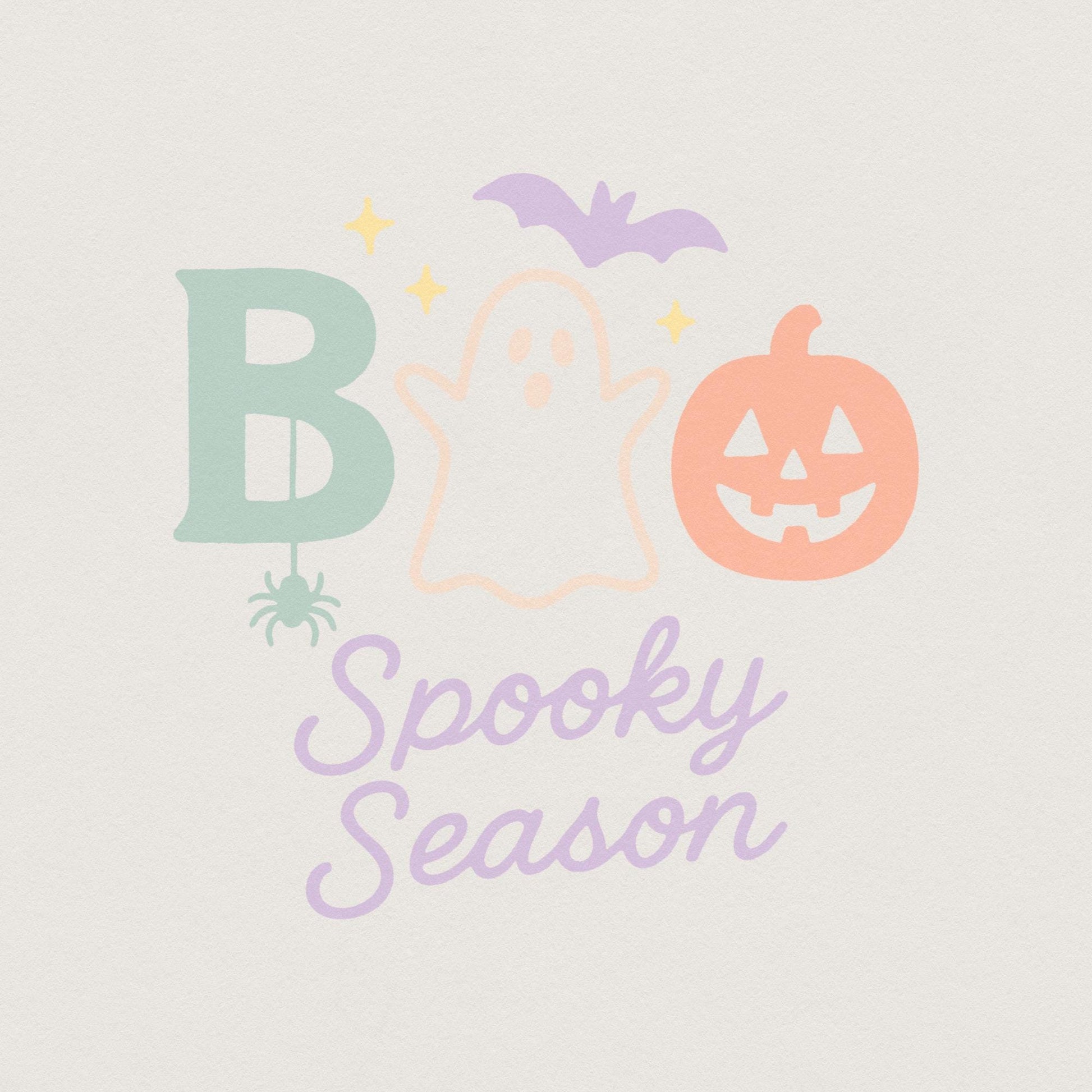 Boo Spooky Season PNG, Cute Halloween Ghost Pumpkin PNG - 300 DPI Design