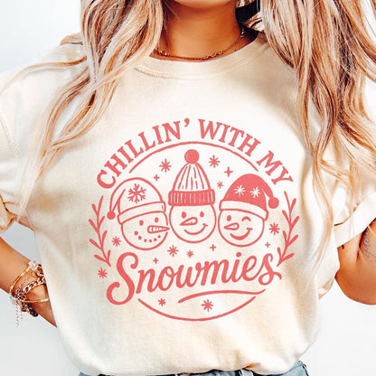 Chillin' With My Snowmies PNG Christmas Shirt – Cute Winter Snowman PNG,